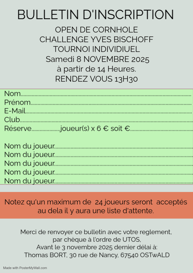 Bulletin incription Cornhole individuel 2025